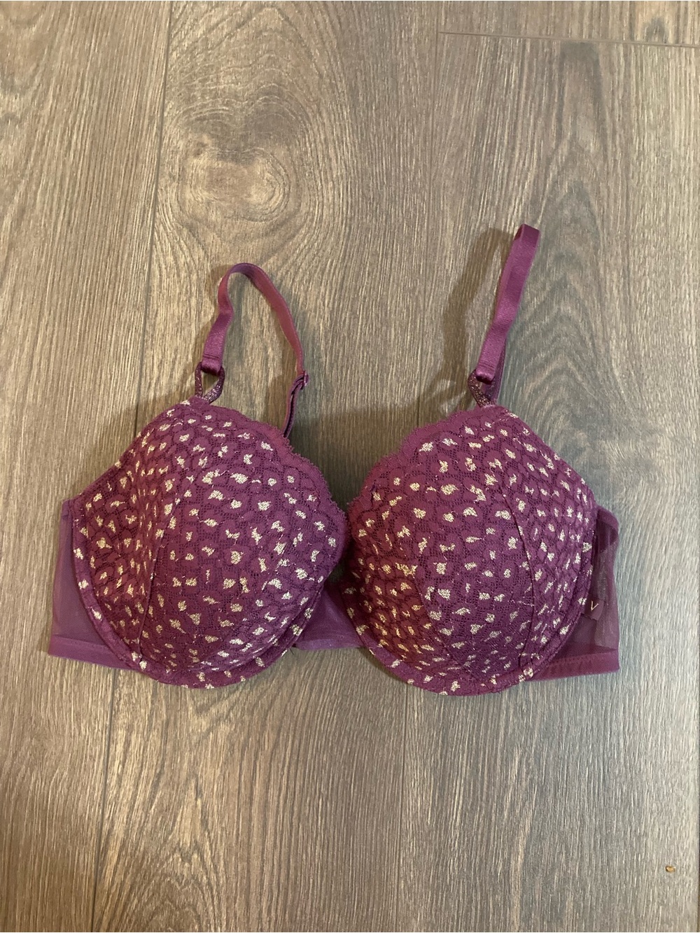 Victoria's Secret Lined Demi Purple Pattern Bra Size 36D